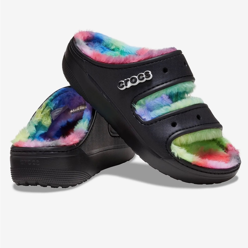 Crocs Cozzzy Sandals Shoes Rainbow 🌈 Pride Tye Dyed NEW